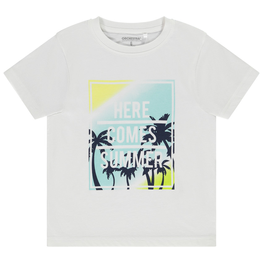 T-shirt met korte mouwen print palmen voor jongen 