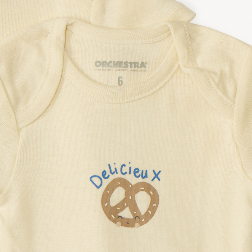 Set van 7 effen baby's rompers met fantasieprint 