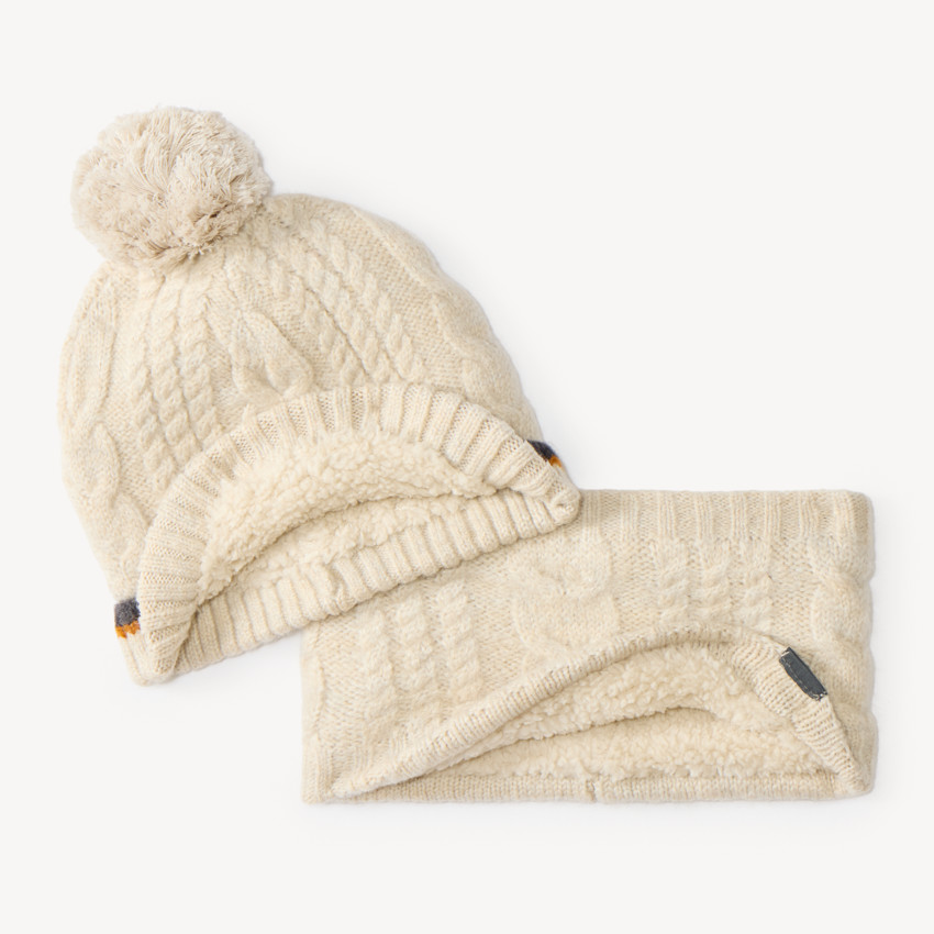 Set voor babyjongen, muts + snood van doublé micropolaire 