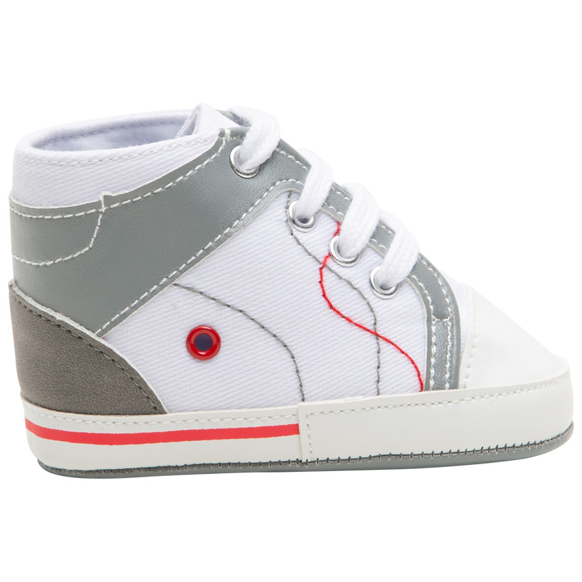 Soepele, hoge sneakers met grijze en roze tinten 