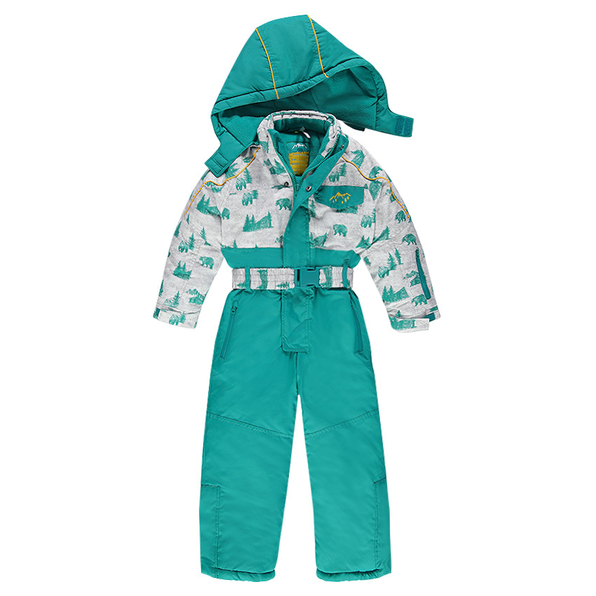 Combinaison de ski doublée micropolaire avec ceinture et capuche amovibles 