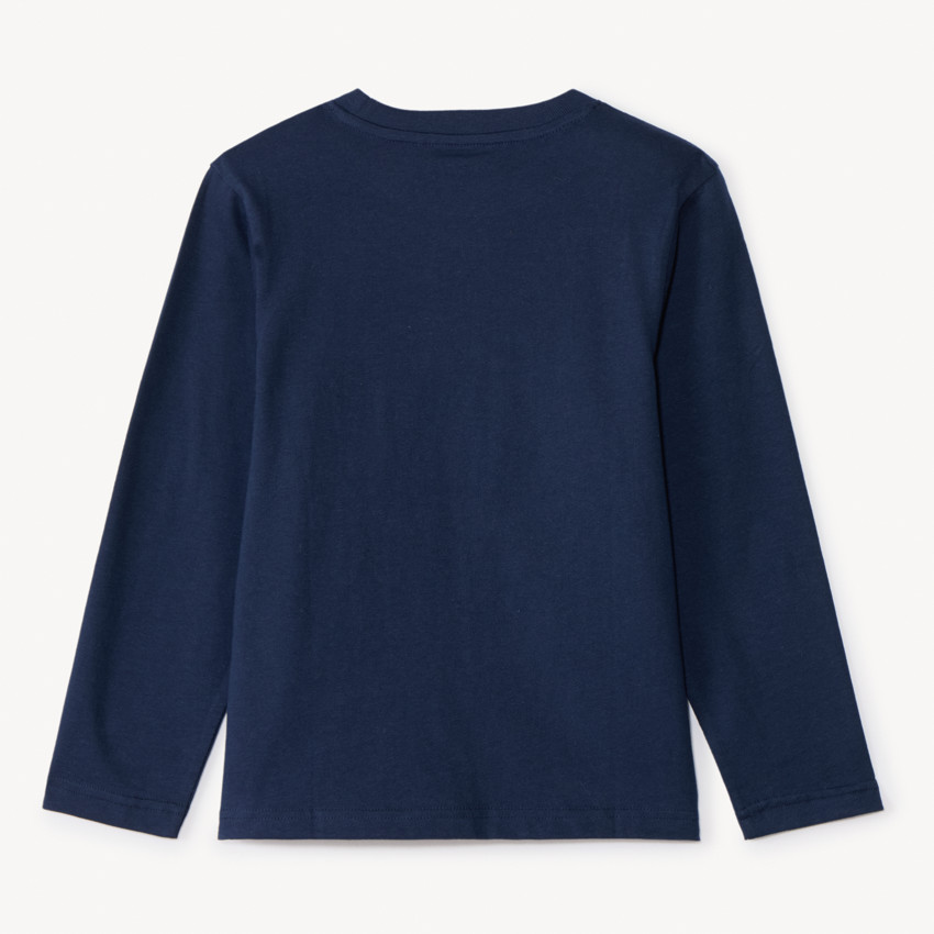 T-shirt manches longues uni à motif brodé effet bouclette garçon 