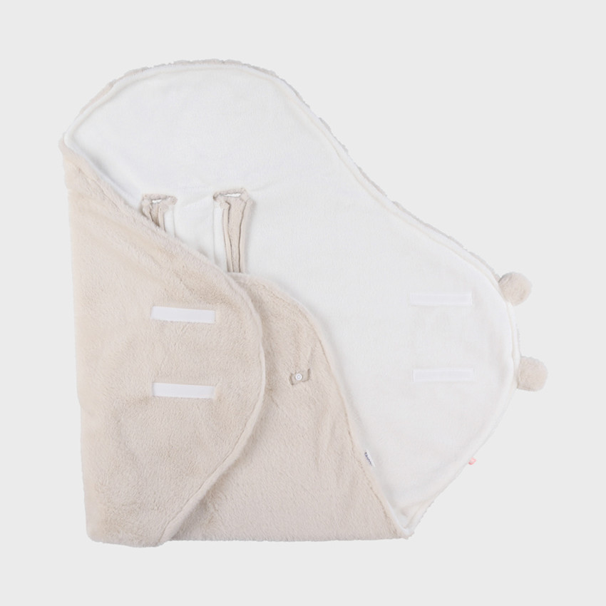 Couverture promenade Fausse Fourrure Beige MM25 