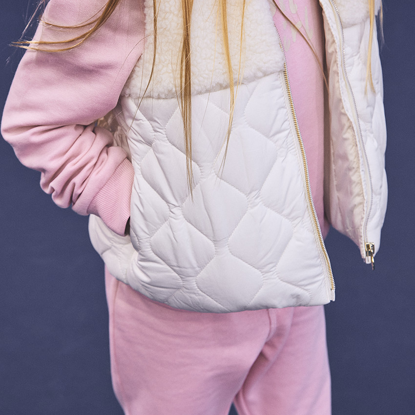 Doudoune sans manches bi-matière sherpa/padding pour fille 