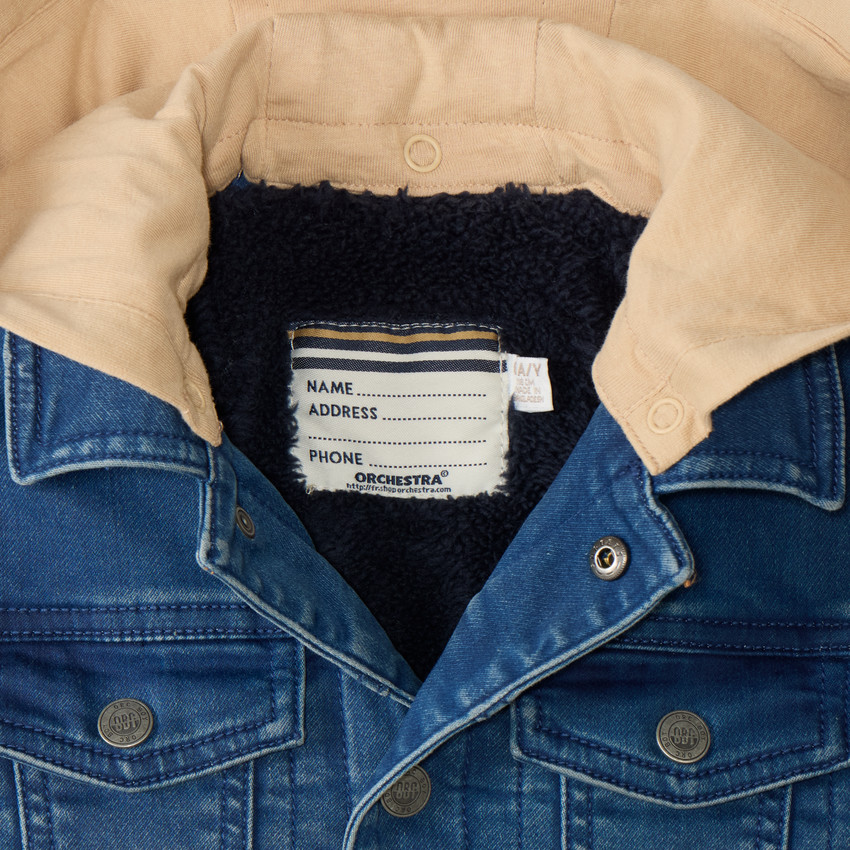 Veste jean doublée en sherpa avec capuche amovible garçon 