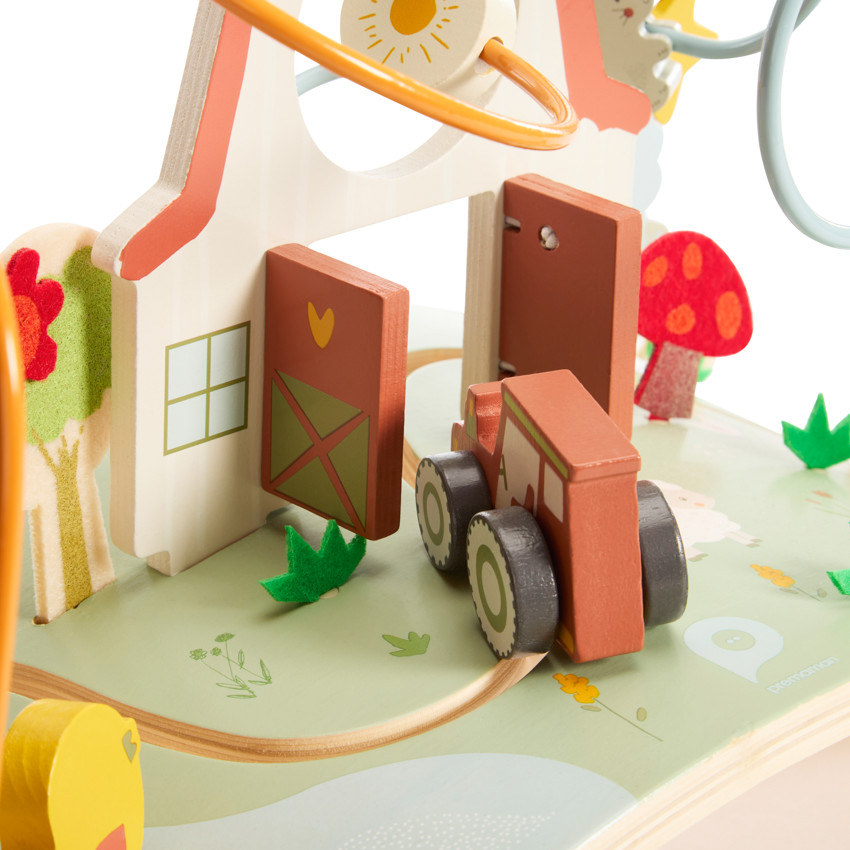 Planche d'activités en bois avec spirales Ferme 