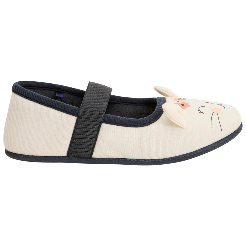 Pantoffels Babies écru met kattenoren voor meisjes 