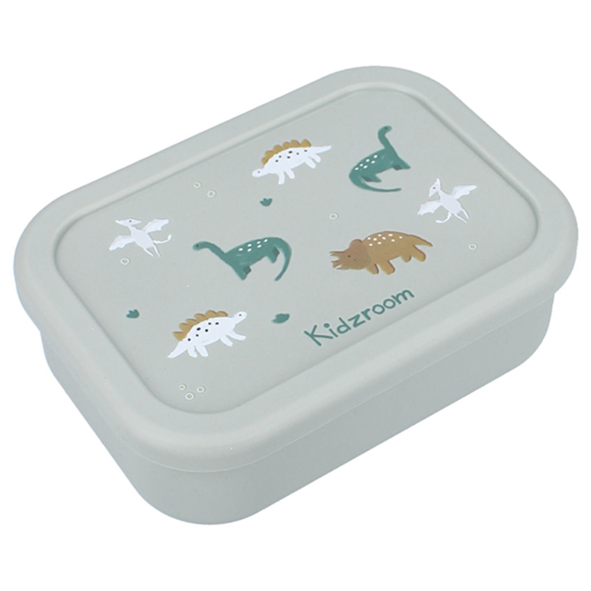 Lunchbox siliconen met 3 compartimenten en dinosaurussen groen 