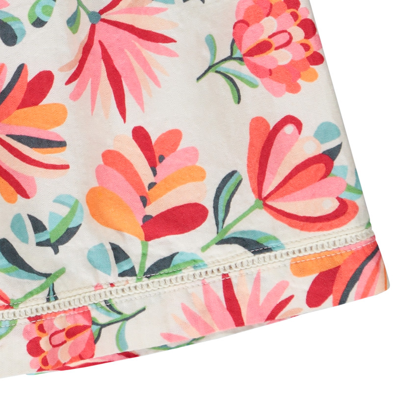 Short imprimé floral avec dentelle jour échelle fille 