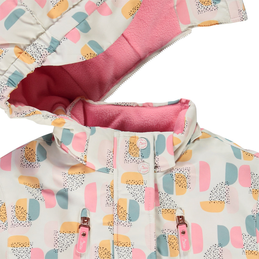 Blouson de ski à capuche amovible et imprimé graphique pour fille 