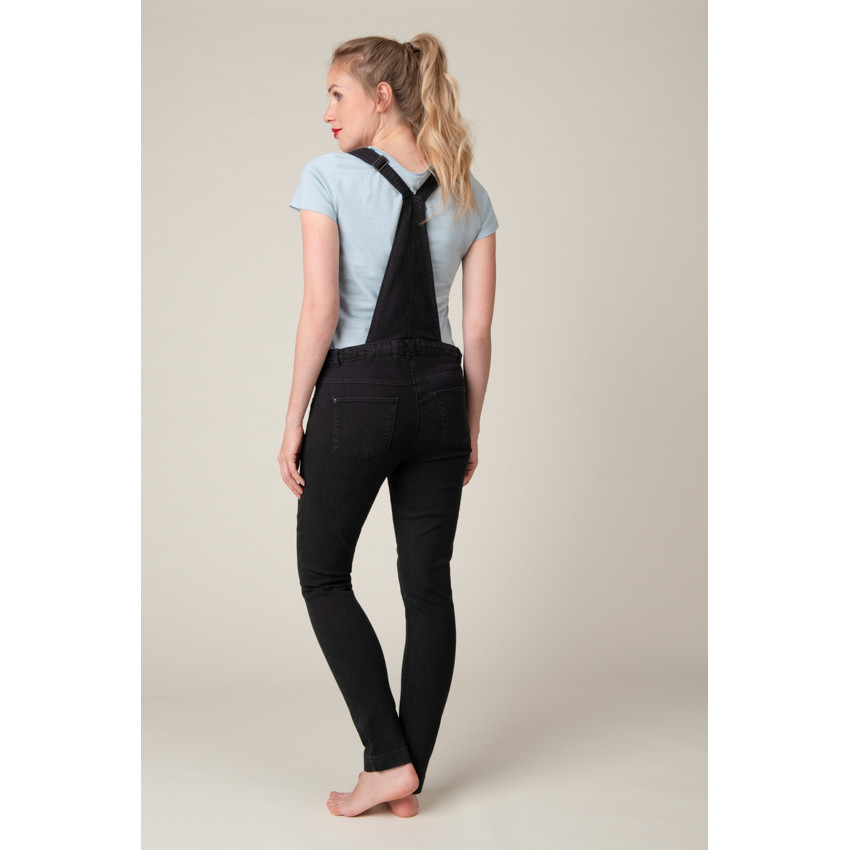 Salopette de grossesse en jean noir coupe slim 