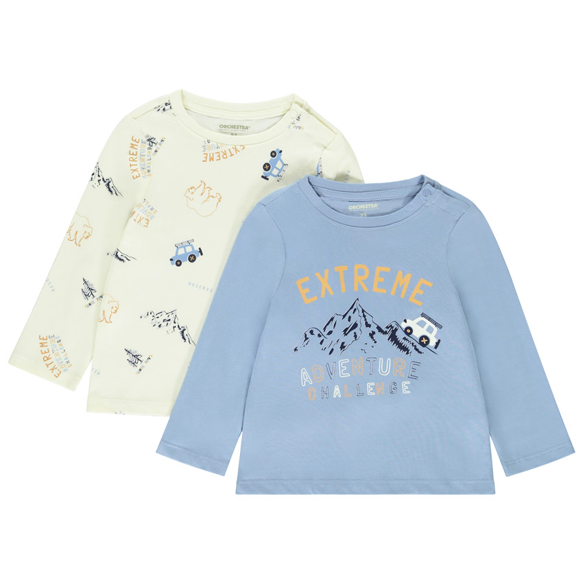 Set van 2 fantasiet-shirts met lange mouwen voor babyjongens 