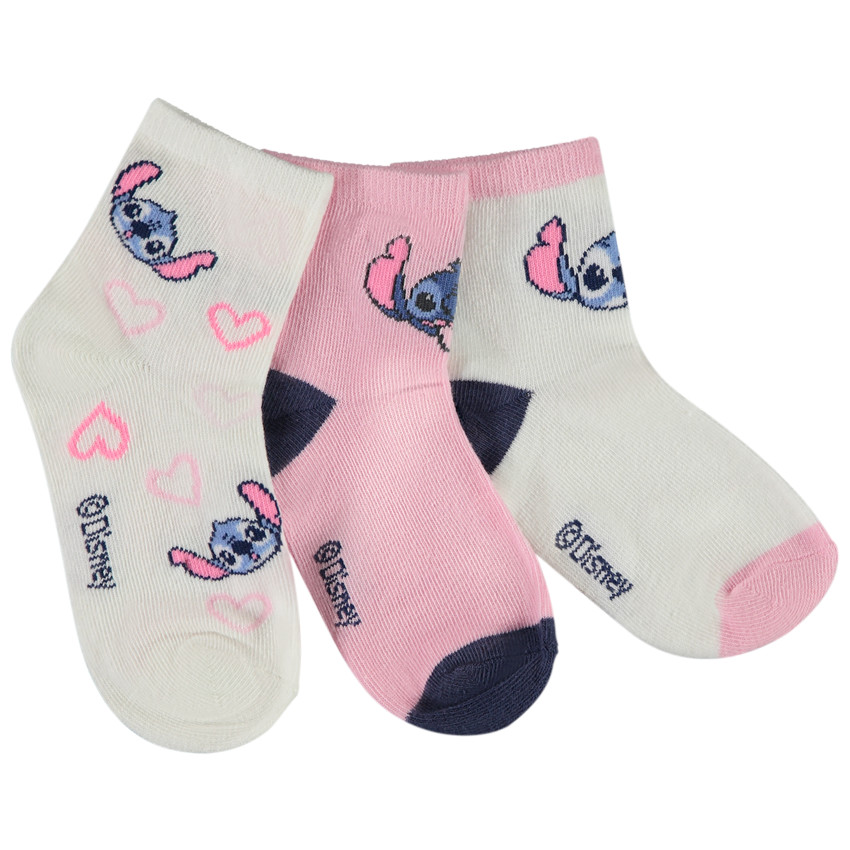 Lot de 3 paires de chaussettes Stitch Disney pour fille 