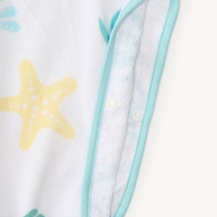 Cape de bain à capuche imprimé fantaisie coquillages et palmiers pour bébé garçon 