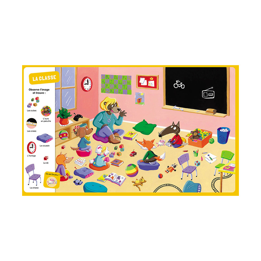 Boek FR P'tit Loup "Cherche et trouve Vive l'école ! 3jaar+ 