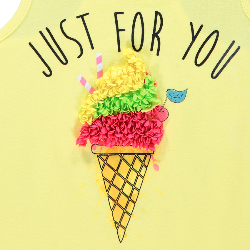 Débardeur uni à texte et glace en relief 