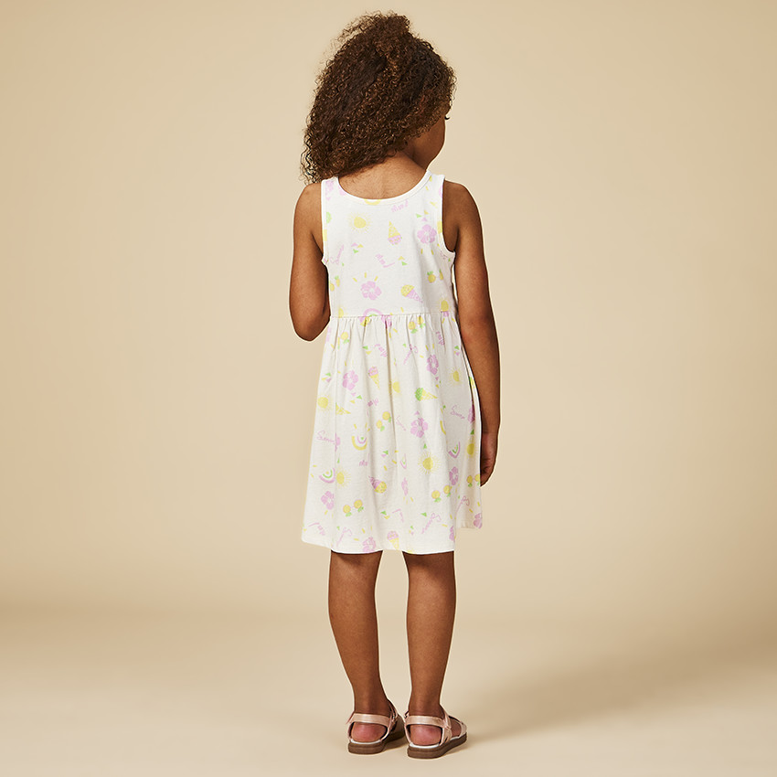 Robe sans manches imprimé fantaisie pour fille 