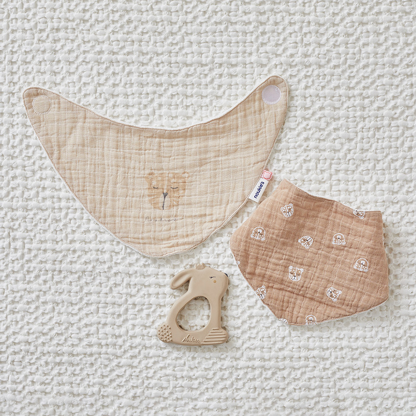 Lot de 2 bavoirs bandana en mousseline Léopard 