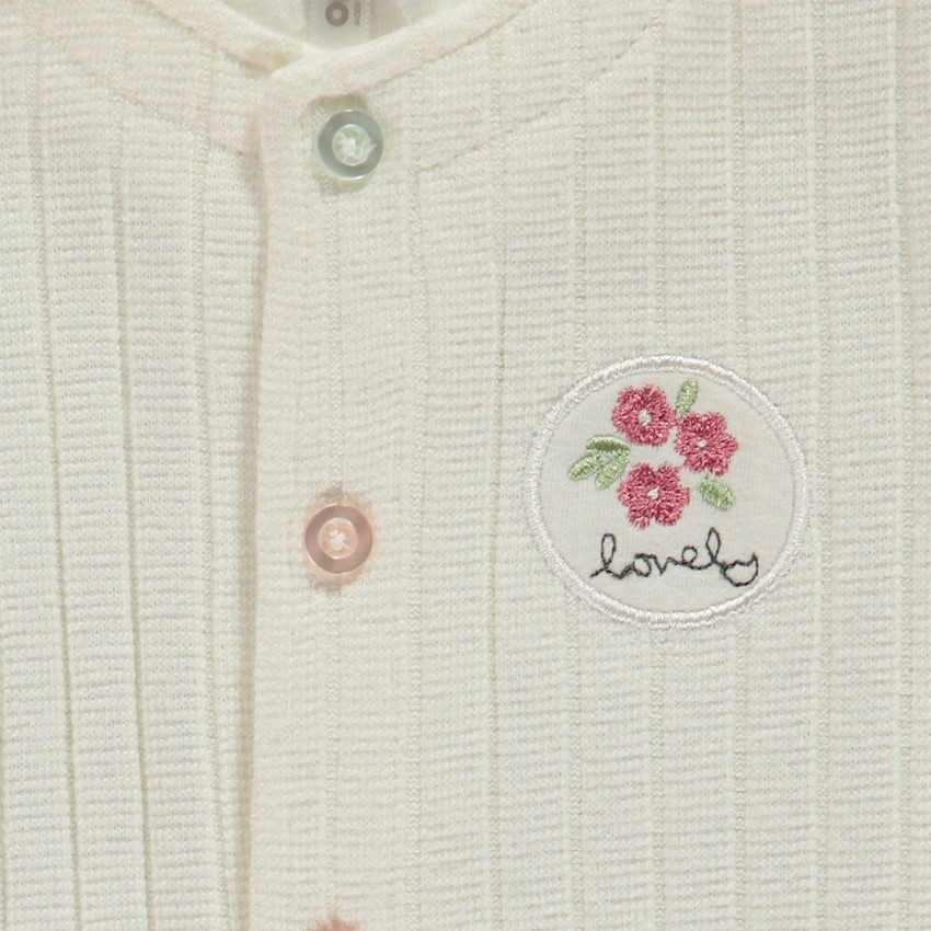 Combinaison longue en maille côte avec badge brodé pour bébé fille 