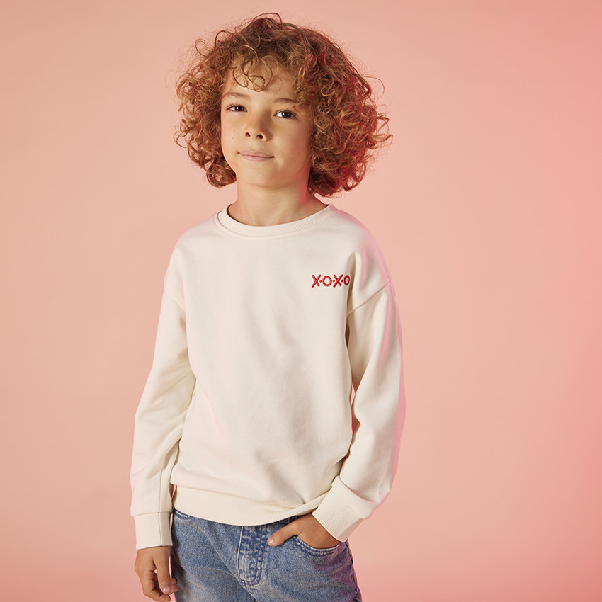 Sweatshirt fleece oversized geborduurd en print voor kinderen 