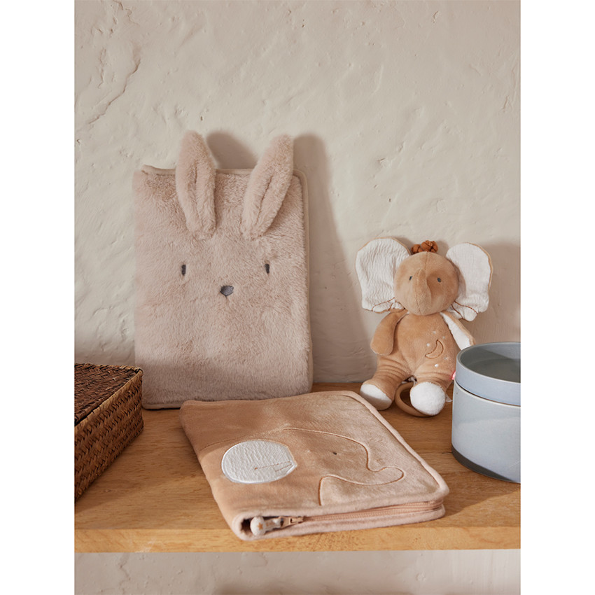 Protège carnet de santé en veloudoux Bali l'éléphant 