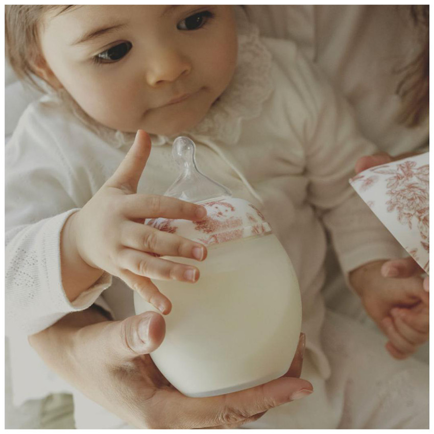 Zuigfles 240ml antibuikkrampjes in silicone Tartine & Chocolat Terracotta 