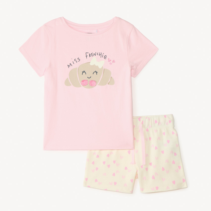 Set de pyjama court 2 pièces petit-déjeuner pour fille 