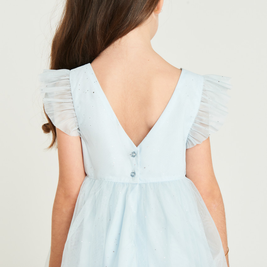 Robe en tulle pailletée uni pour fille 
