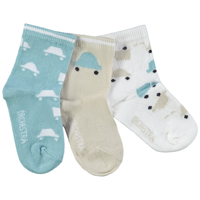 Set van 3 paar sokken met autmotief voor babyjongen 