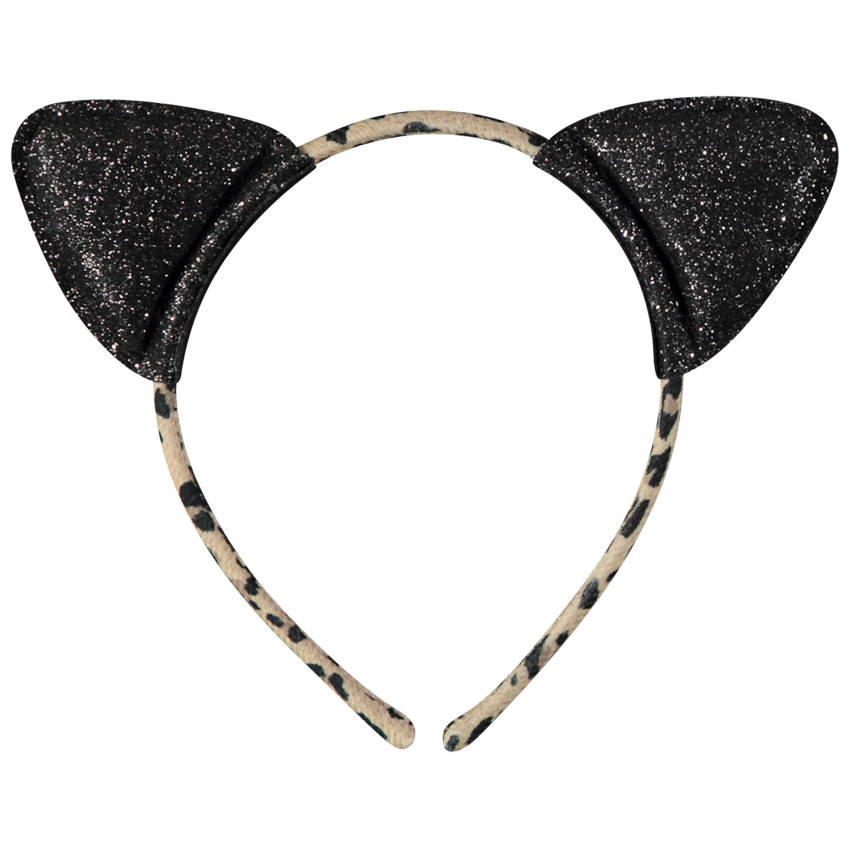 Serre-tête imprimé léopard et oreilles glitter pour fille 
