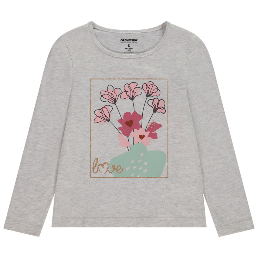 Lange mouwen T-shirt met pailletten en bloemenprint voor meisjes 