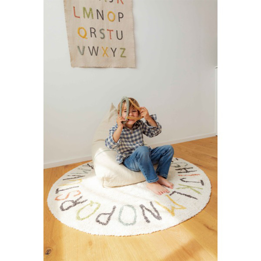 Tapis coton lavable 120x120cm ABC Color And Letters 