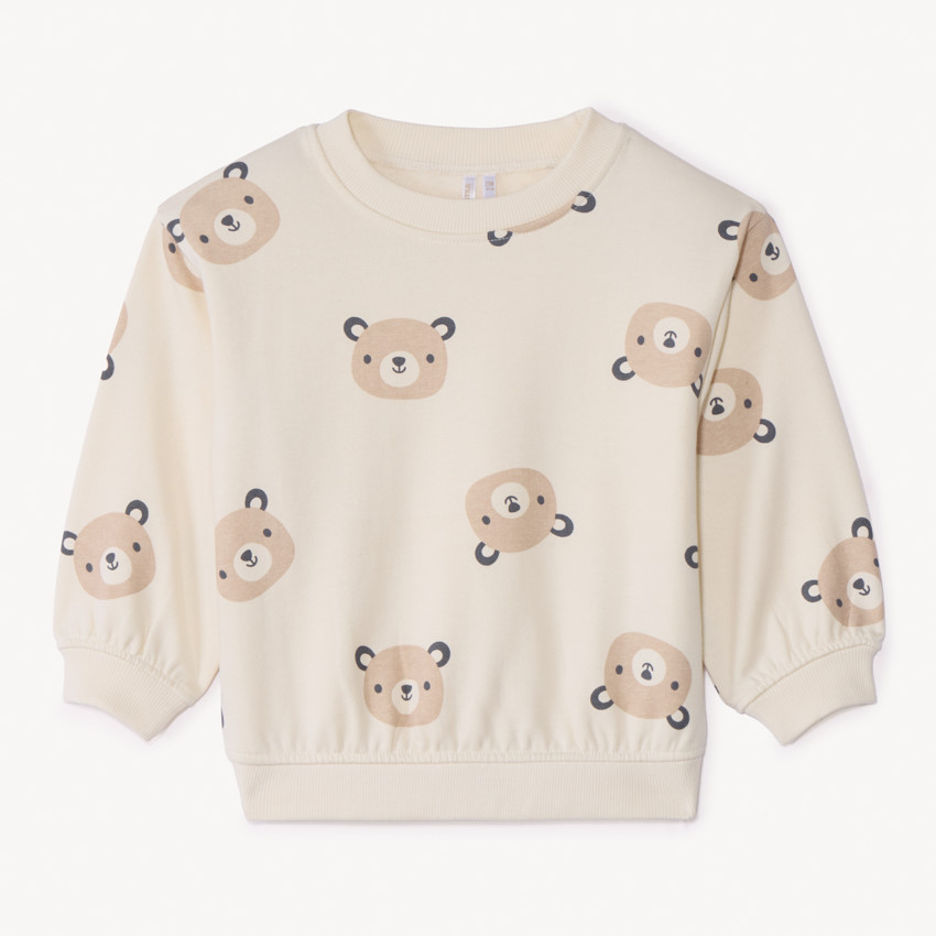 Oversized fleece sweatshirt met berenprint voor baby