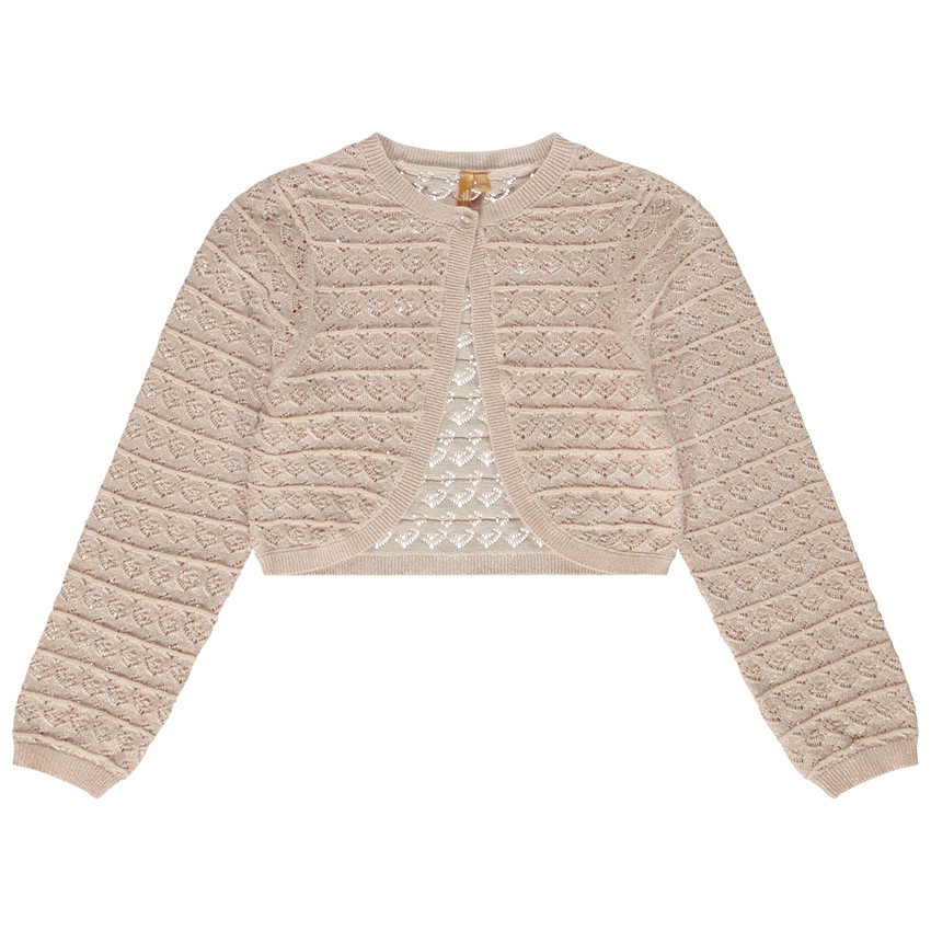 Bolero vest in opengewerkt breiwerk en glanzend voor meisjes 