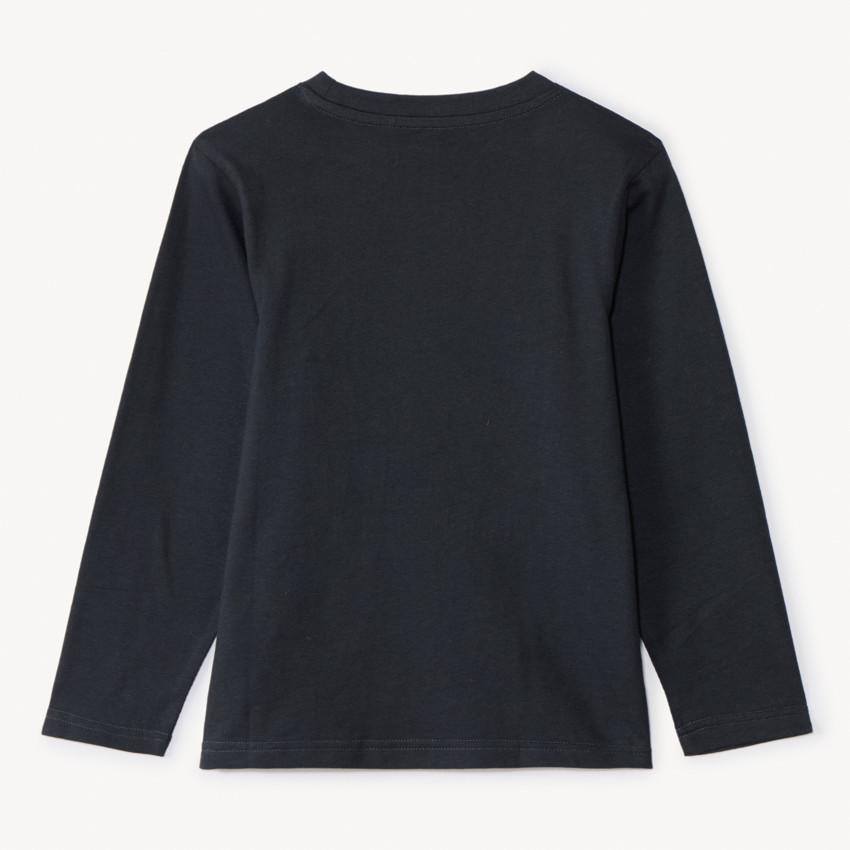 T-shirt manches longues uni à motif brodé effet bouclette garçon 