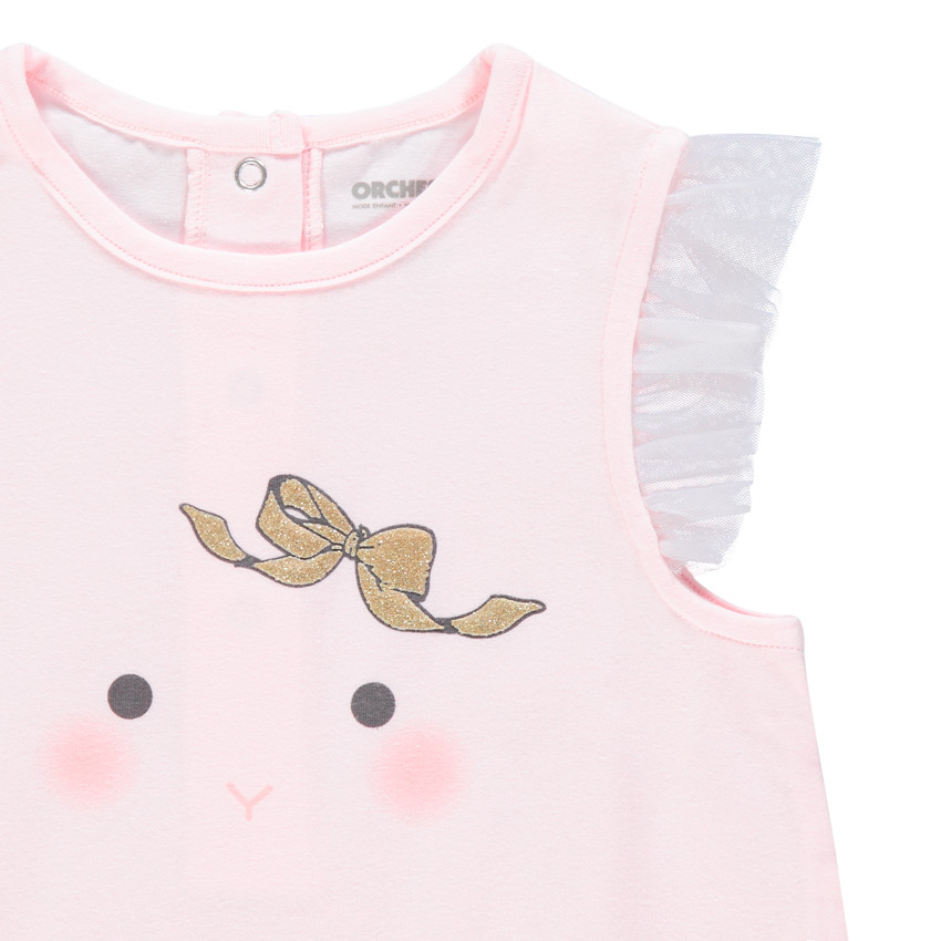 Lot de 2 combinaisons courtes à manches en tulle et motif fantaisie 