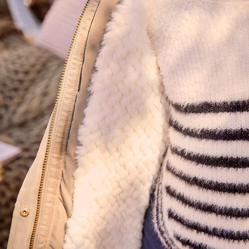 Waterafstotende parka met kap en afneembare nepbont voor meisjes 