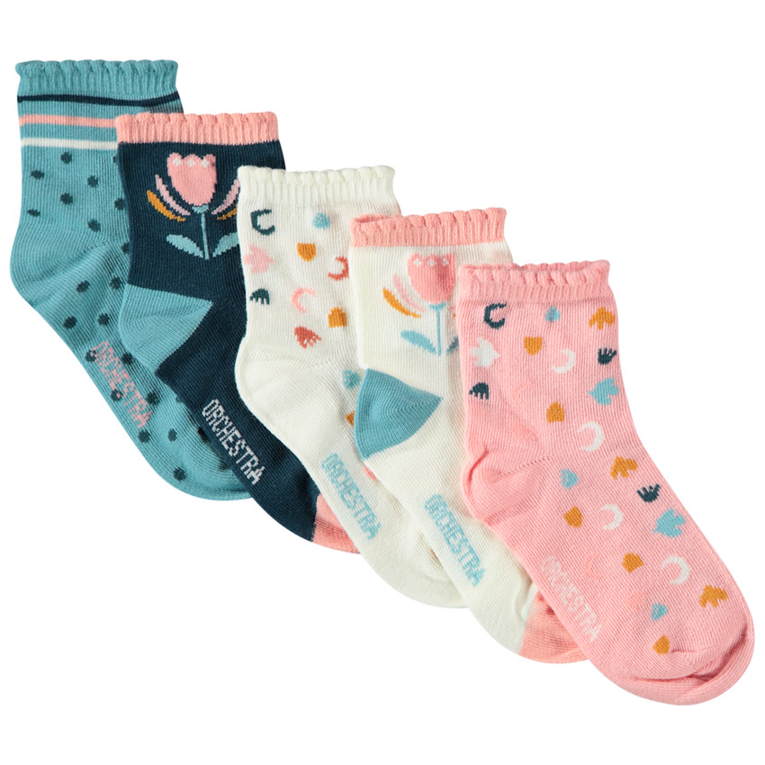 Lot de 5 paires de chaussettes à col festonné pour fille 