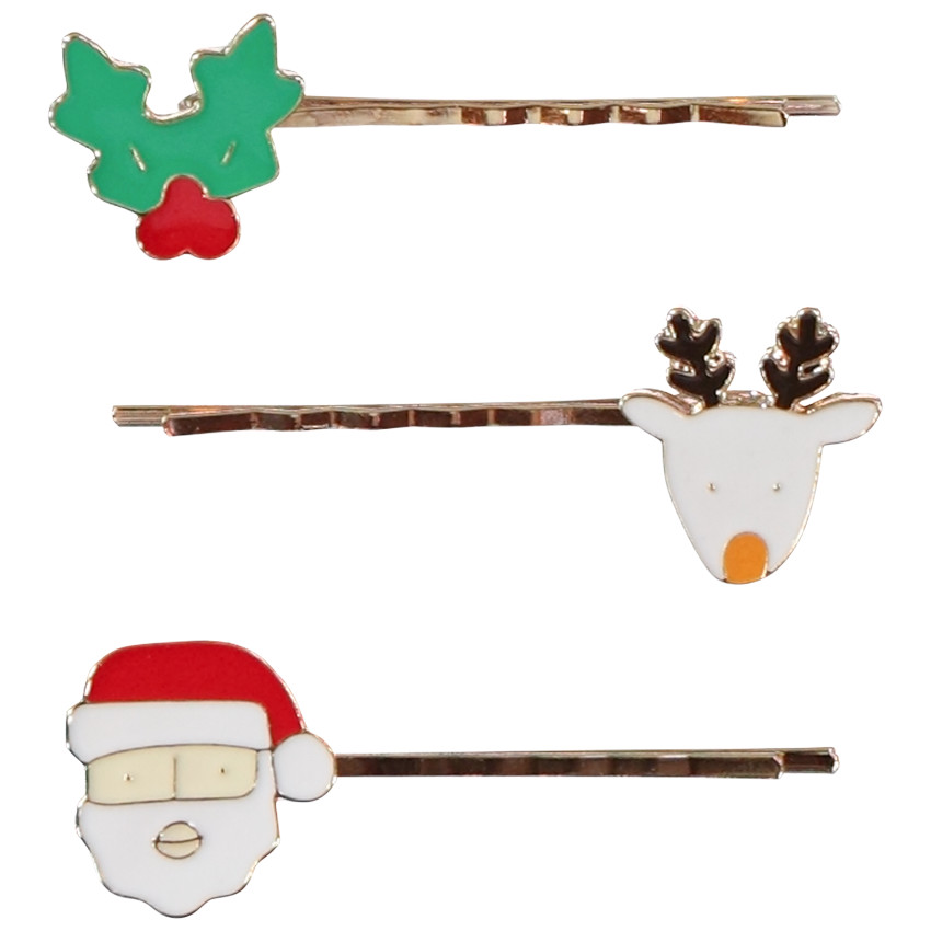 Lot de 3 barrettes plates Noël pour fille 