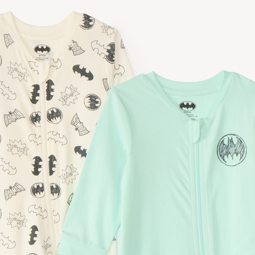 Set van 2 lange mouwen Batman Warner rompers voor babyjongens 