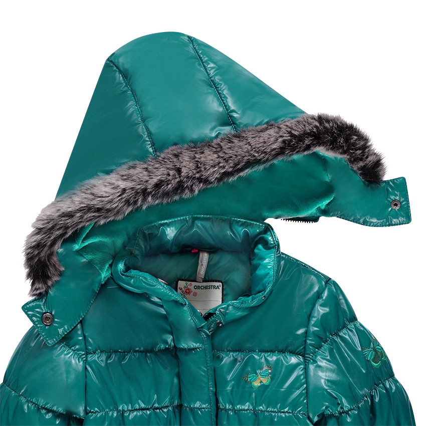 Doudoune matelassée à capuche amovible effet laqué 