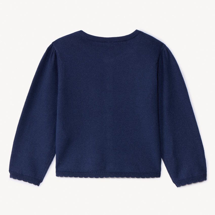 Gilet en tricot uni festonné pour bébé fille 