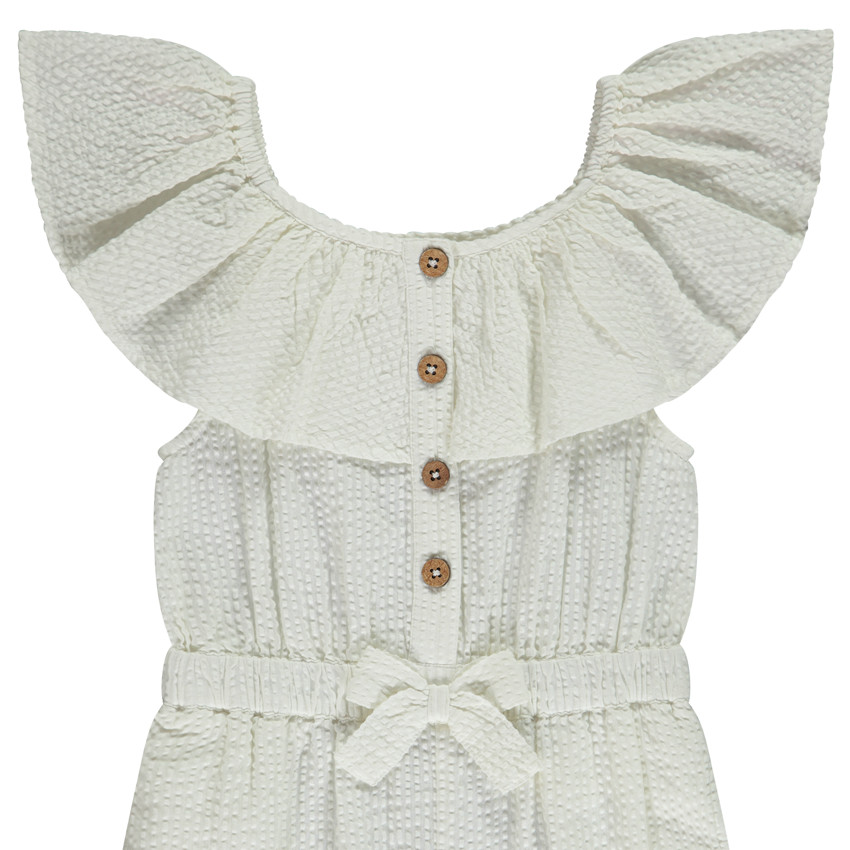 Combinaison longue en seersucker avec volant pour fille 