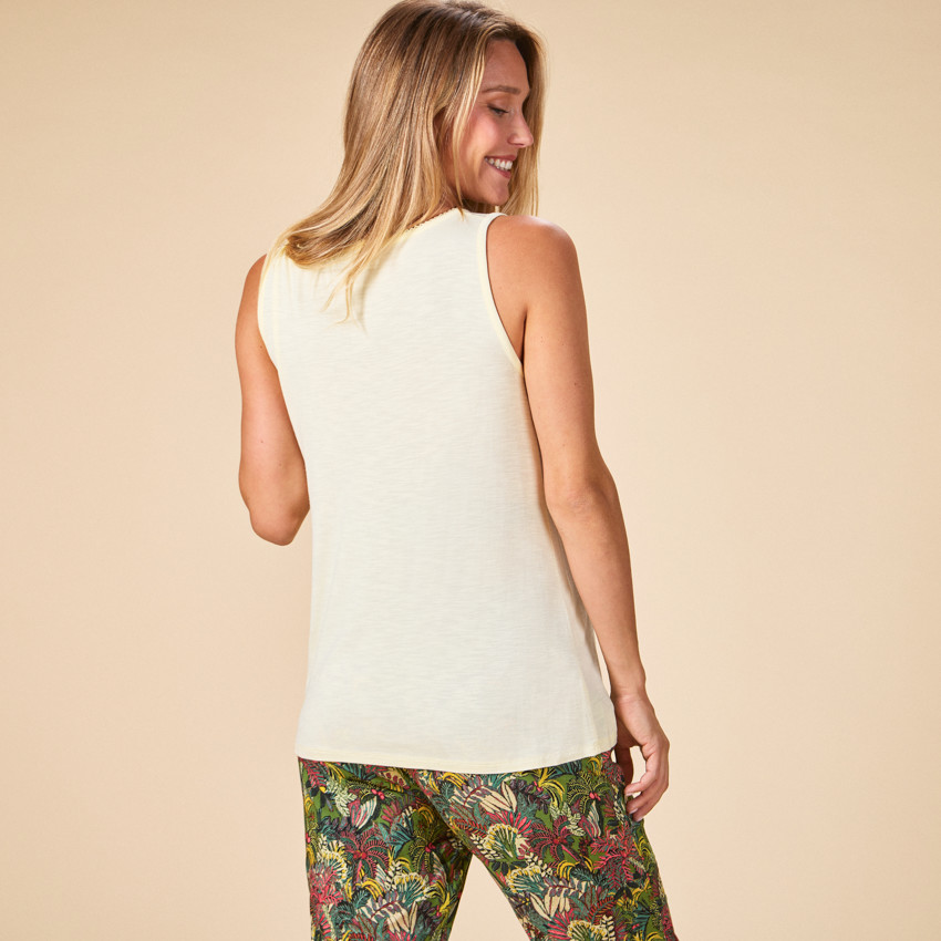 Effen mouwloos shirt met kant voor dames 