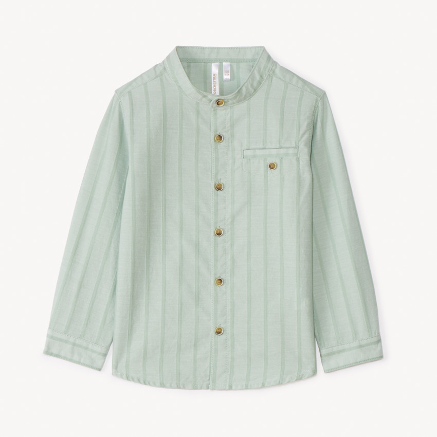 Langarmige gestreepte shirt met Mao-kraag voor babyjongen 