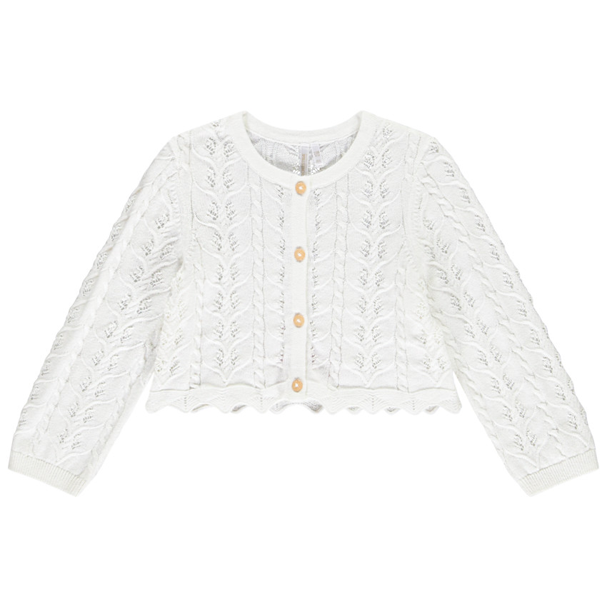 Vest in gebreid ajour voor baby meisje 