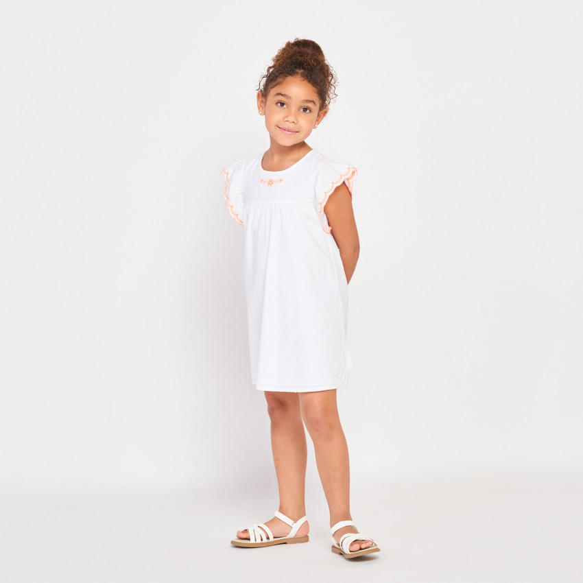 Robe manches courtes en plumetis pour fille 
