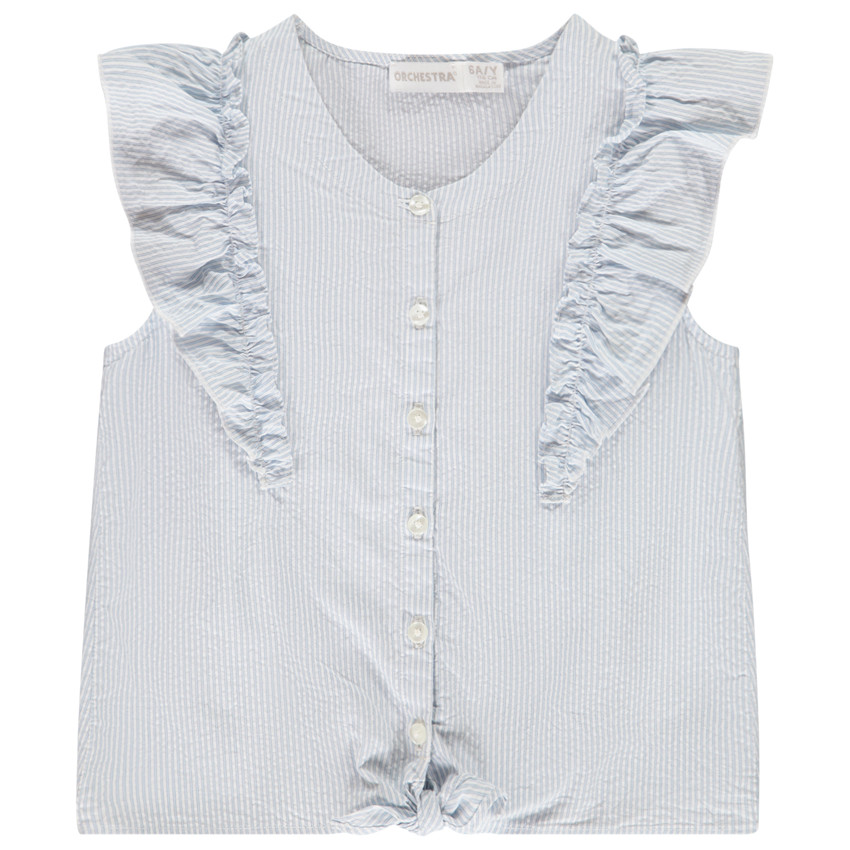 Chemisier rayé à gros volants pour fille 