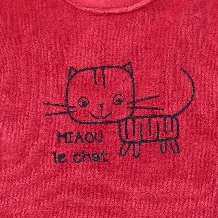 Dors-bien en velours uni avec chat printé 