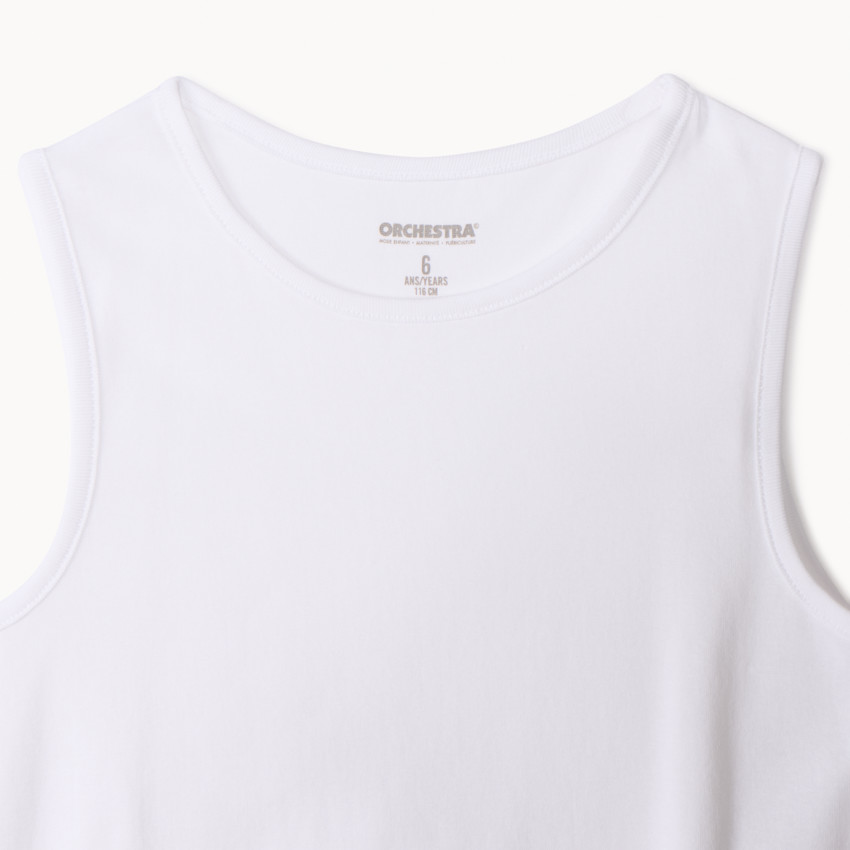 Set van 3 onderhemden zonder mouwen in jersey - effen wit 